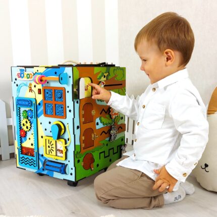Cubo de atividades “Árvore mágica”, brinquedo de madeira, desenvolvimento da criança