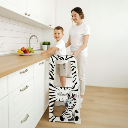 Torre de Aprendizagem Montessori Zebra Engraçada – Com Altura Regulável e Design Infantil, DannyFunny
