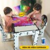 Mesa infantil Pinguim Engraçado com luz LED e cadeira em MDF branco