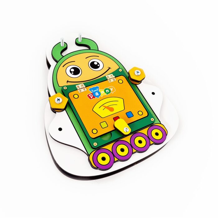 Quadro de aprendizagem com ferramentas Busy Board Montessori para desenvolvimento infantil de 4 a 8 anos.