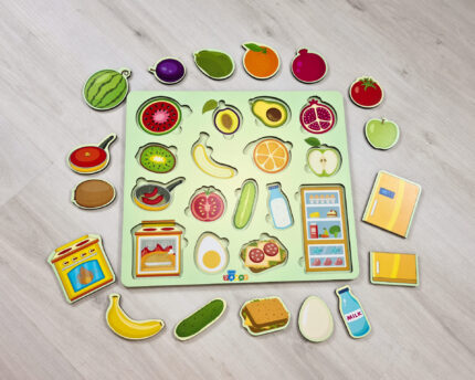 Puzzle de pegas educativo "Alimentos divertidos",  40x35