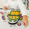 Quadro de aprendizagem com ferramentas Busy Board Montessori para desenvolvimento infantil de 4 a 8 anos.