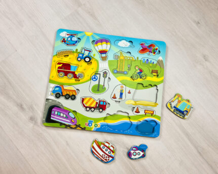 Puzzle de pegas educativo "Mundo das Máquinas",  40x35