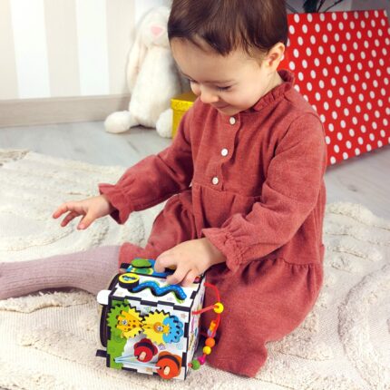 Cubo de atividades “Girafa” 10x10, Busy cube, Busy board para crianças
