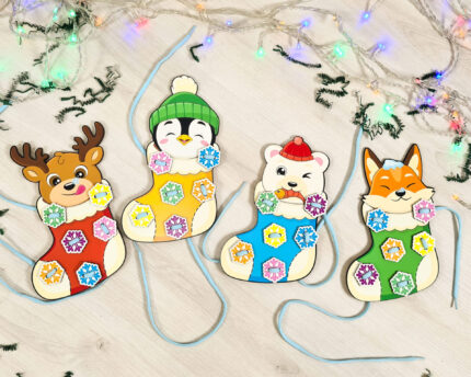 Brinquedo de natal "Flocos de neve", Jogo educativo feito à mão para desenvolver habilidades motoras