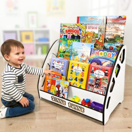 Prateleira Montessori Infantil com 4 Níveis – Organização e Acessibilidade para Livros e Brinquedos