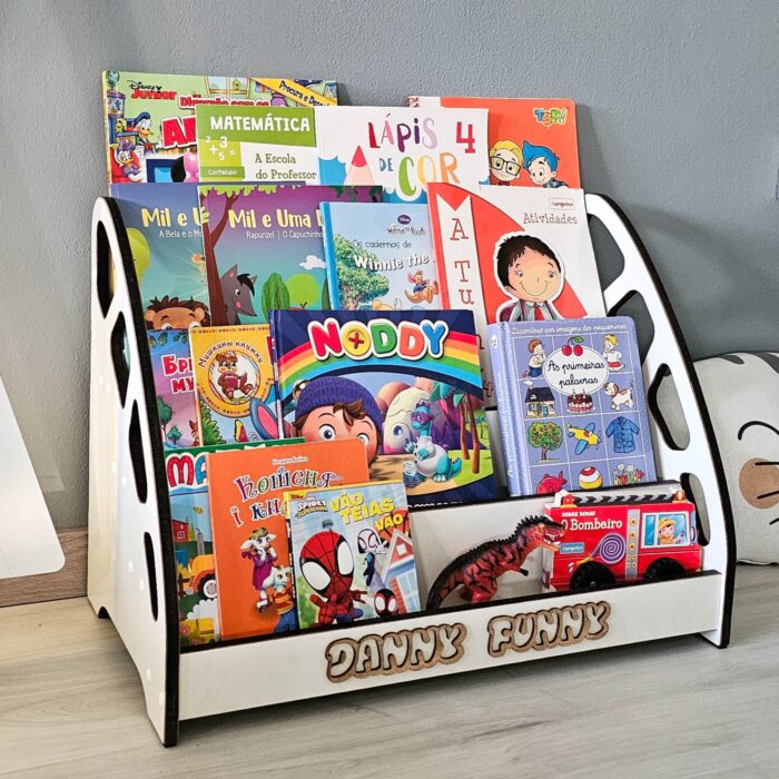 Prateleira Montessori Infantil de madeira com 4 níveis para livros e brinquedos
