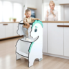 Torre de aprendizagem Montessori Dinossauro em madeira com altura ajustável e design lúdico para crianças