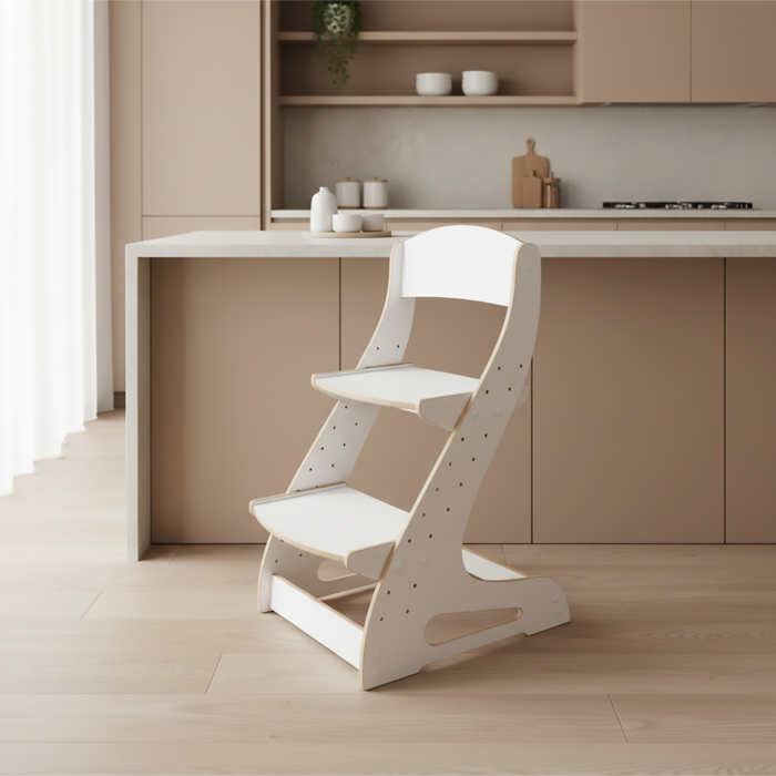 cadeira evolutiva Montessori infantil ajustável com apoio para os pés e design ergonómico