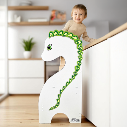 Torre educativa para crianças com design de dragão verde