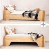 Cama Montessori infantil 70x140 com design robusto e versátil, ideal para autonomia e segurança do bebê.