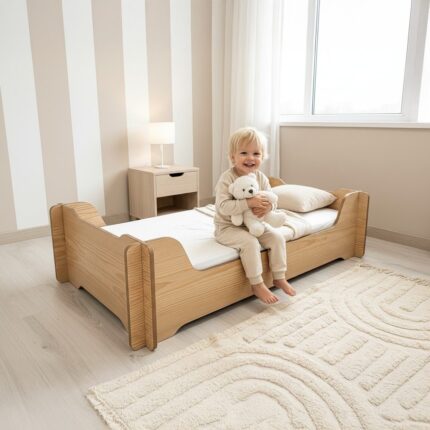 Cama Montessori Reversível Infantil (6) Cama Montessori Reversível Infantil – Altura Ajustável, Base Impermeável e Montagem Fácil (140x70 cm)