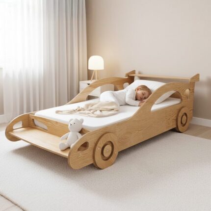 Cama Infantil Carro (8) Cama Infantil Carro de Corrida em Madeira – Com Prateleira Funcional (140x70 e 160x70cm) DannyFunny