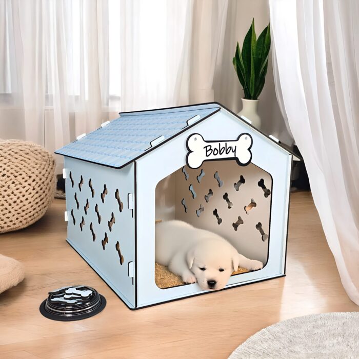 Casinha de cão de interior em madeira com design moderno 63x48x47 cm