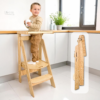 Torre de Aprendizagem Montessori Dobrável Reforçada – Madeira, Segurança Infantil em Pinho