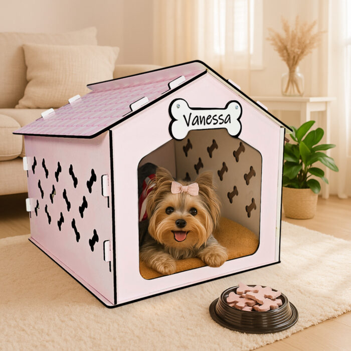 Casinha de cão de interior em madeira com design moderno